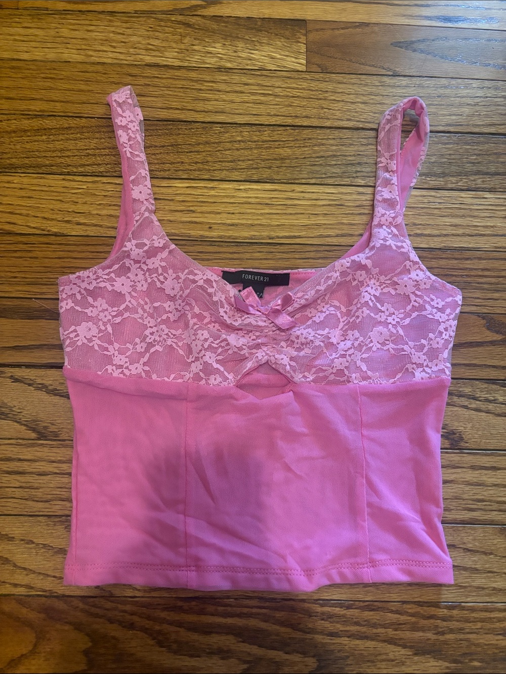 Forever 21 Pink Lace Cropped Tank Top